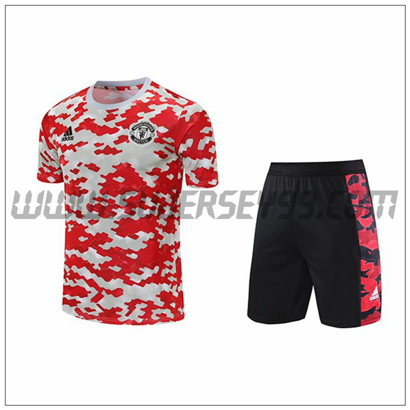 Camiseta Entrenamiento Manchester United + Pantalones Cortos Rojo 2021 2022