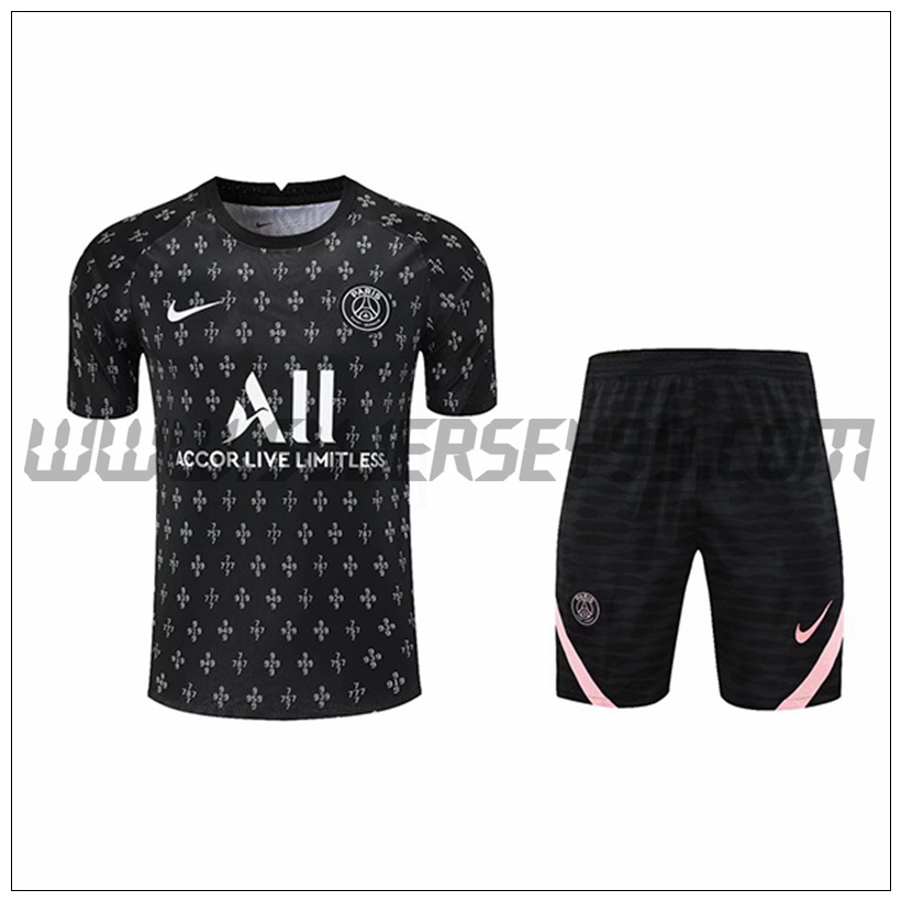 Camiseta Entrenamiento Jordan PSG + Pantalones Cortos Negro 2021 2022