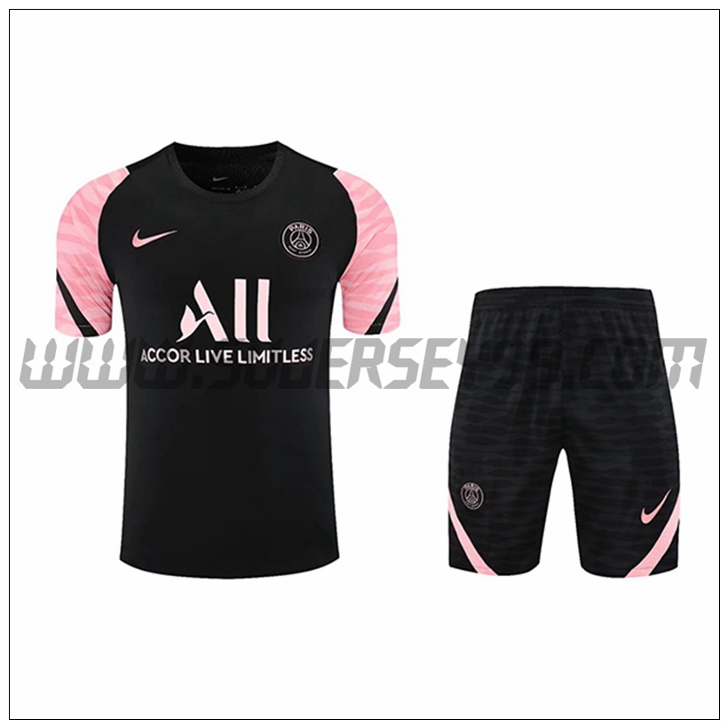 Camiseta Entrenamiento Jordan PSG + Pantalones Cortos Negro/Rosa 2021 2022