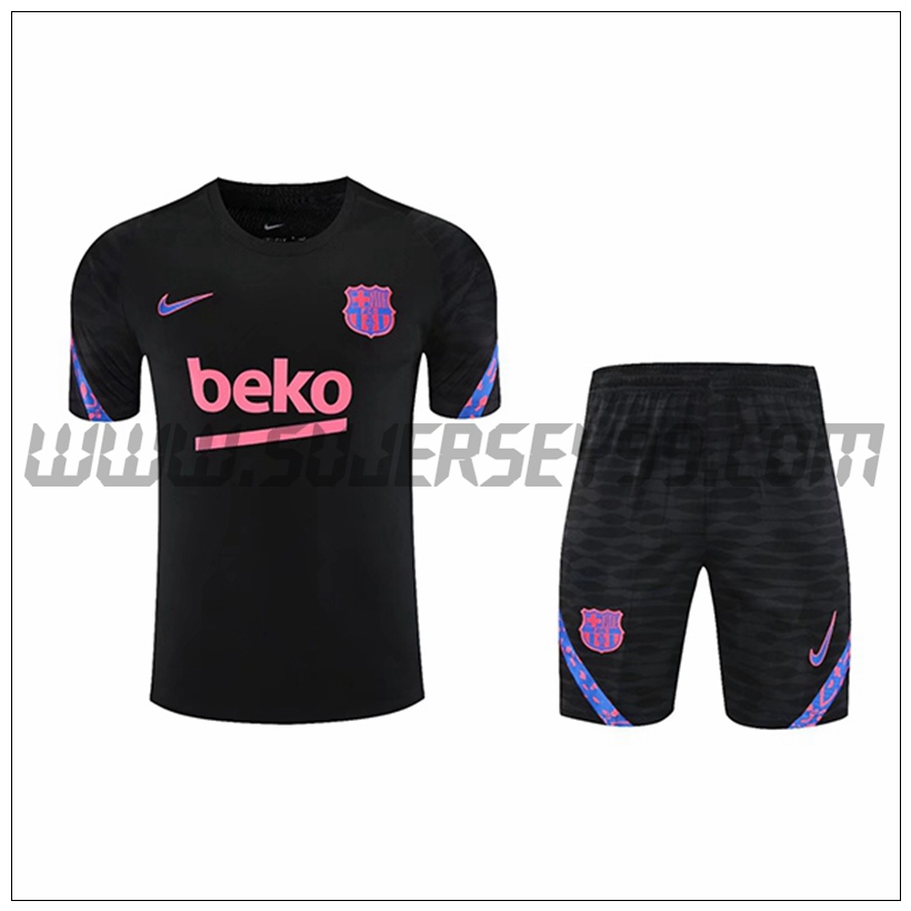 Camiseta Entrenamiento FC Barcelona + Pantalones Cortos Negro 2021 2022