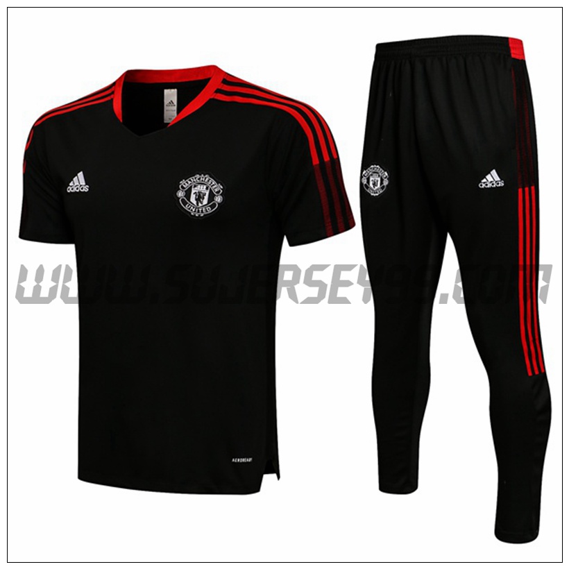 Camiseta Entrenamiento Manchester United + Pantalones Negro 2021 2022