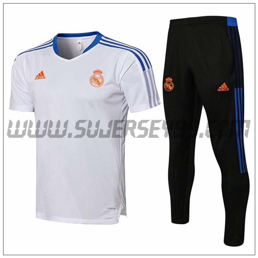 Camiseta Entrenamiento Real Madrid + Pantalones Blanco/Azul 2021 2022