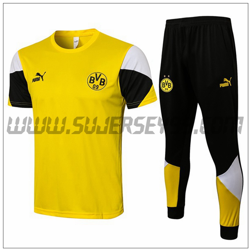 Camiseta Entrenamiento Dortmund BVB + Pantalones Amarillo、Negro 2021 2022