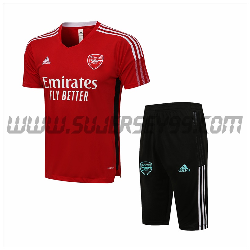 Camiseta Entrenamiento FC Arsenal + Pantalones Cortos Rougr/Blanco 2021 2022