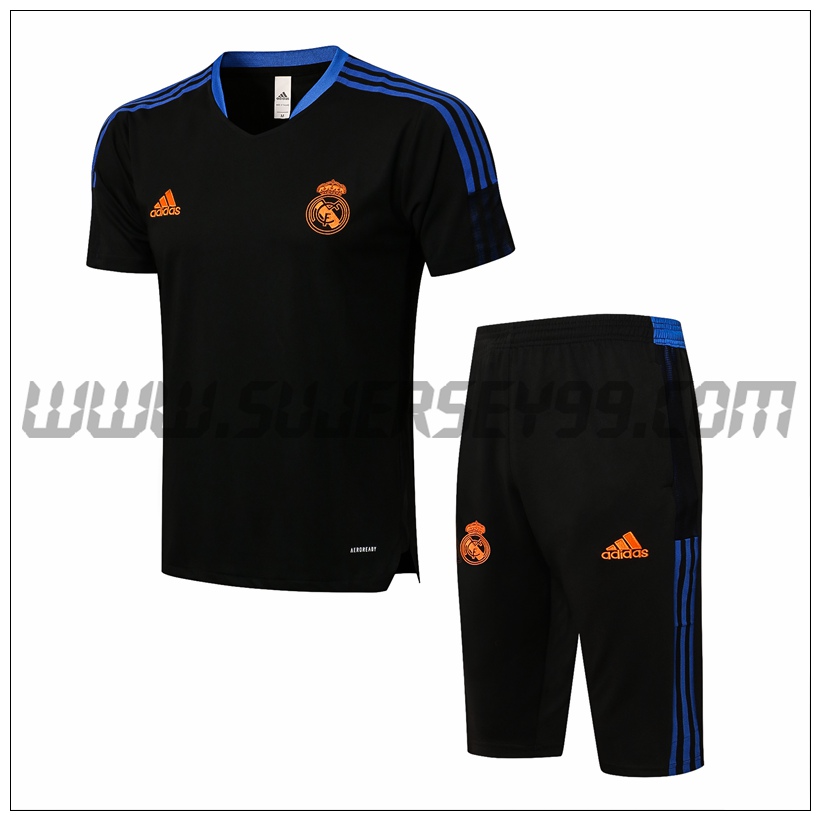 Camiseta Entrenamiento Real Madrid + Pantalones Cortos Negro/Azul 2021 2022