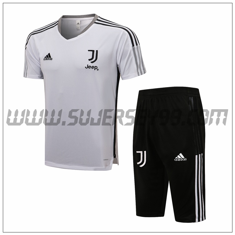 Camiseta Entrenamiento Juventus + Pantalones Cortos Blanco/Negro 2021 2022