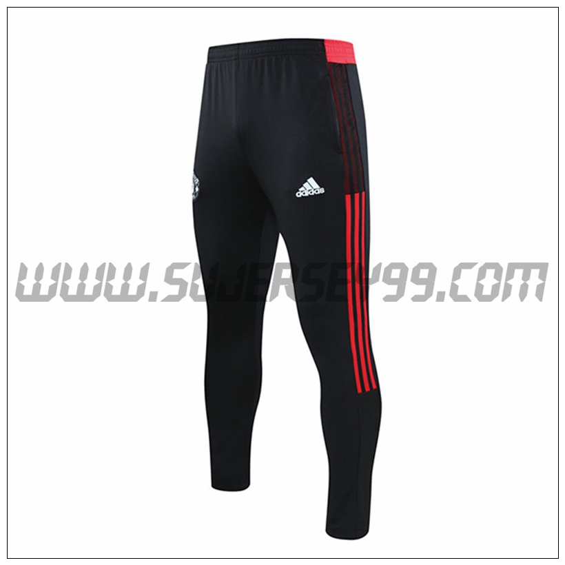 Pantalones Entrenamiento Manchester United Negro/Rojo 2021 2022