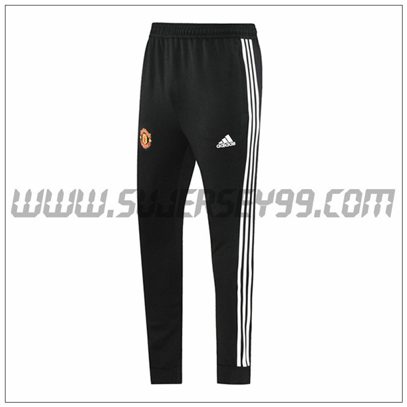 Pantalones Entrenamiento Manchester United Negro/Blanco 2021 2022