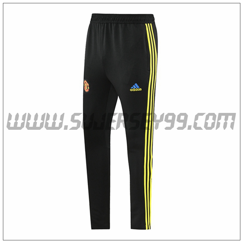 Pantalones Entrenamiento Manchester United Negro/Amarillo 2021 2022