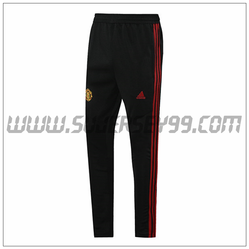 Pantalones Entrenamiento Manchester United Negro/Rojo 2021 2022