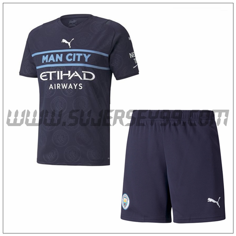 Tercera Equipacion del Manchester City + Pantalones Cortos 2021 2022