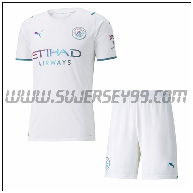 Segunda Equipacion del Manchester City + Pantalones Cortos 2021 2022