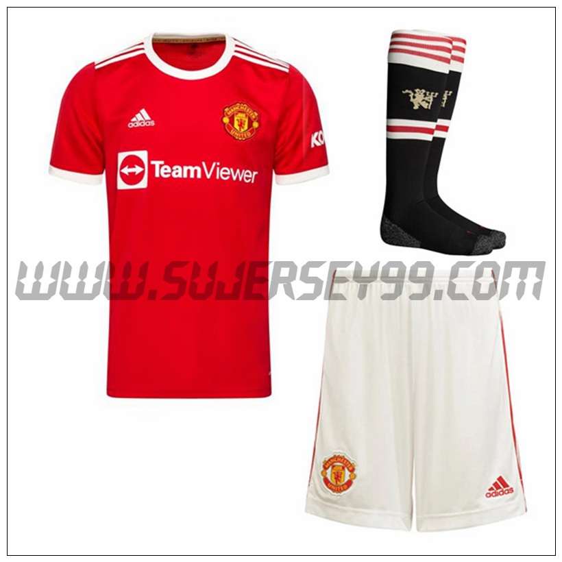 Primera Equipacion del Manchester United (Pantalones + Calcetines) 2021 2022