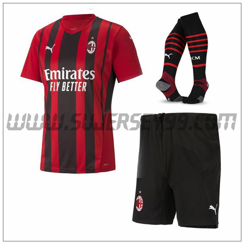 Primera Equipacion del AC Milan (Pantalones + Calcetines) 2021 2022