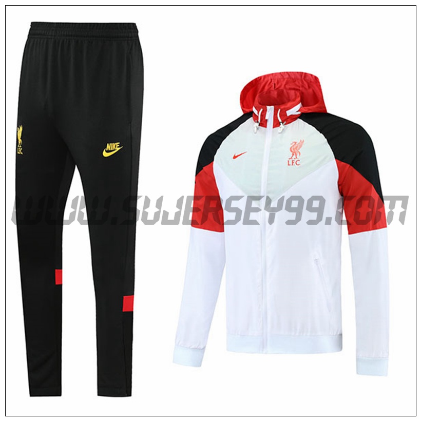 Chaqueta con Capucha Chandal del FC Liverpool Blanco/Rojo 2021 2022