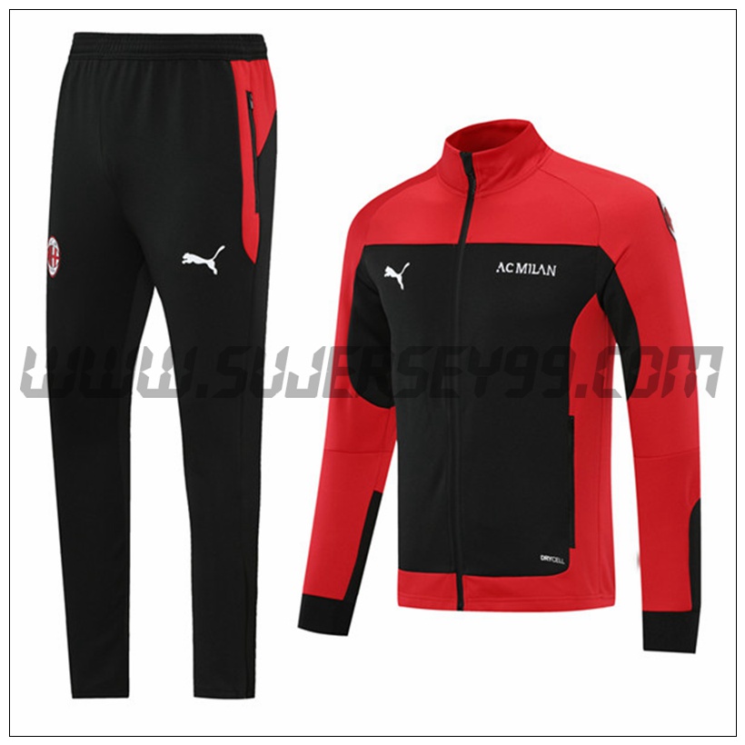 Chaqueta Chandal del AC Milan Negro/Rojo 2021 2022