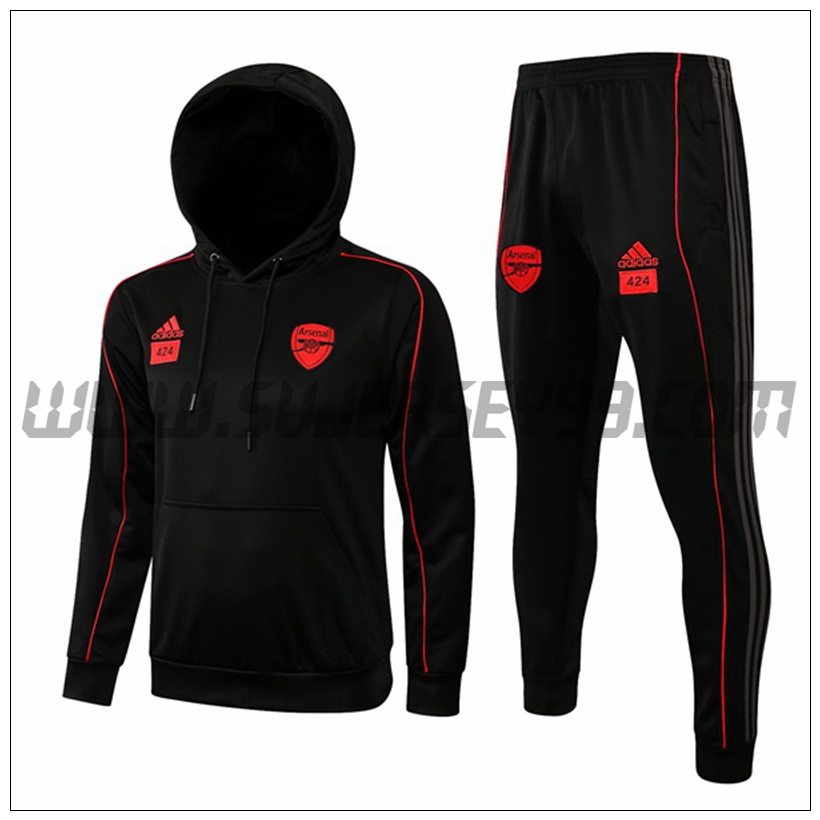 Chaqueta con Capucha Chandal del FC Arsenal Negro 2021 2022