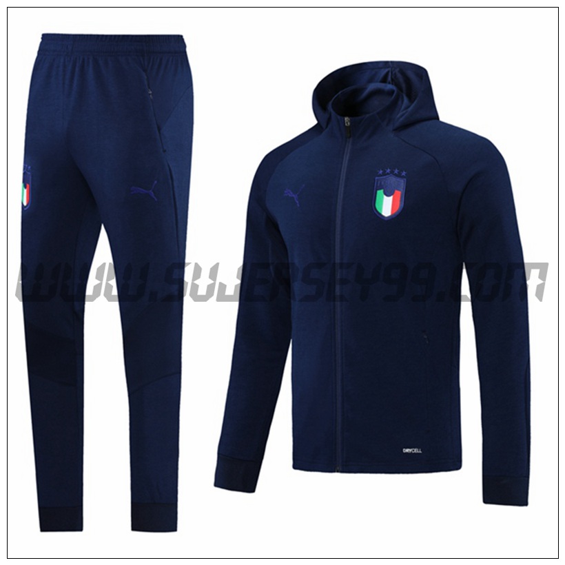 Chaqueta con Capucha Chandal del Italia Azul Marino 2021 2022