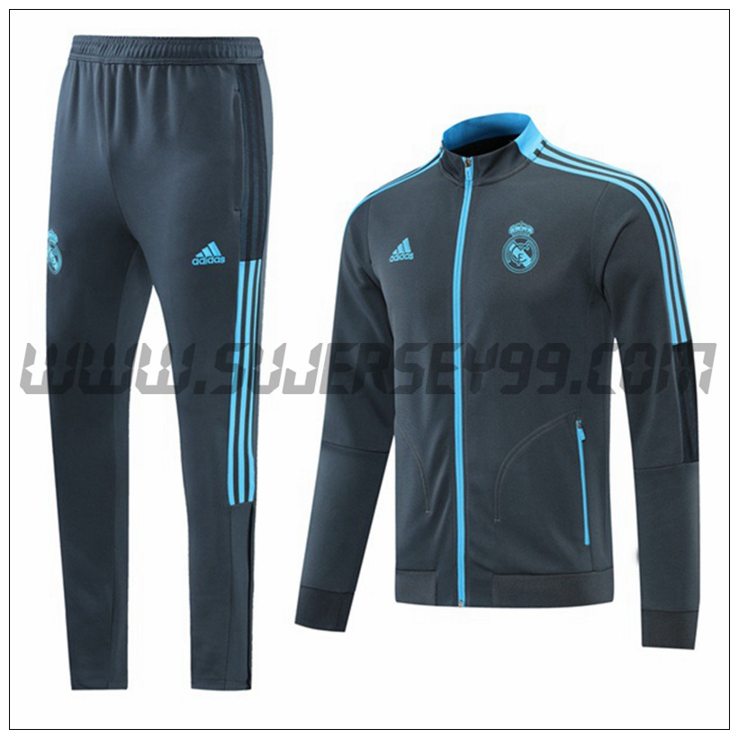 Chaqueta Chandal del Real Madrid Gris/Azul 2021 2022 -1