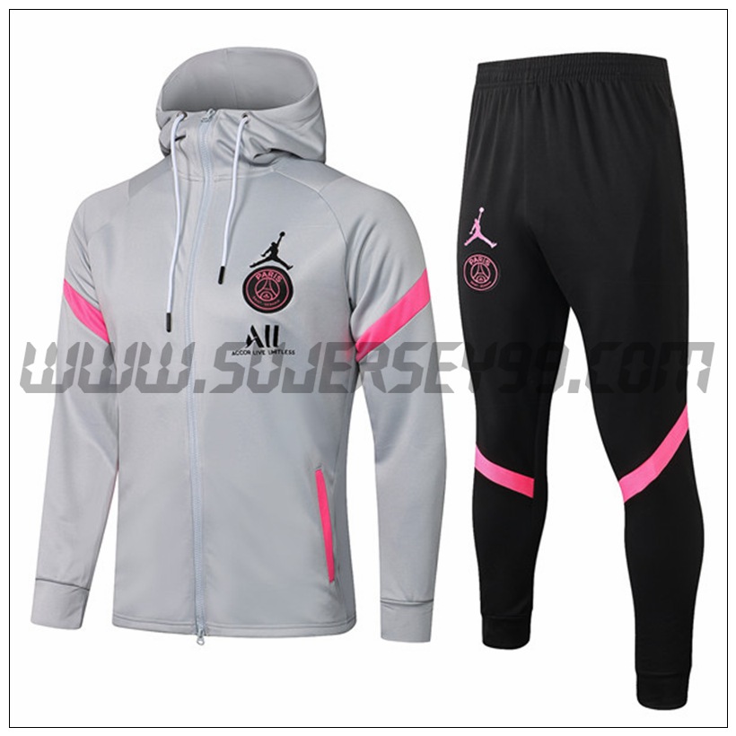 Chaqueta con Capucha Chandal del Jordan PSG Gris/Rosa 2021 2022