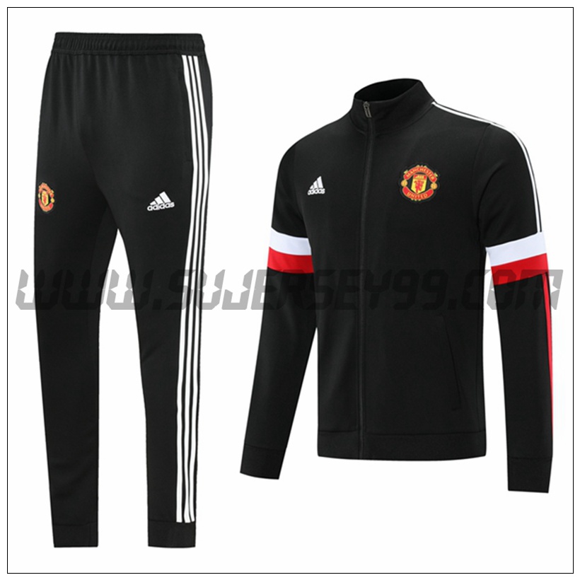 Chaqueta Chandal del Manchester United Negro/Blanco 2021 2022