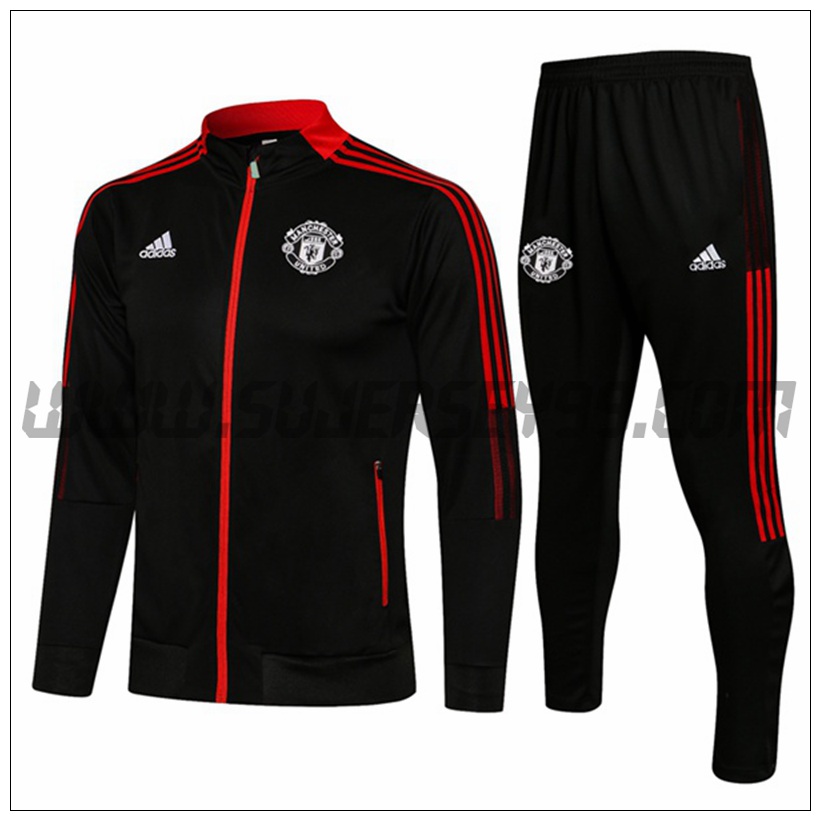 Chaqueta Chandal del Manchester United Negro/Rojo 2021 2022