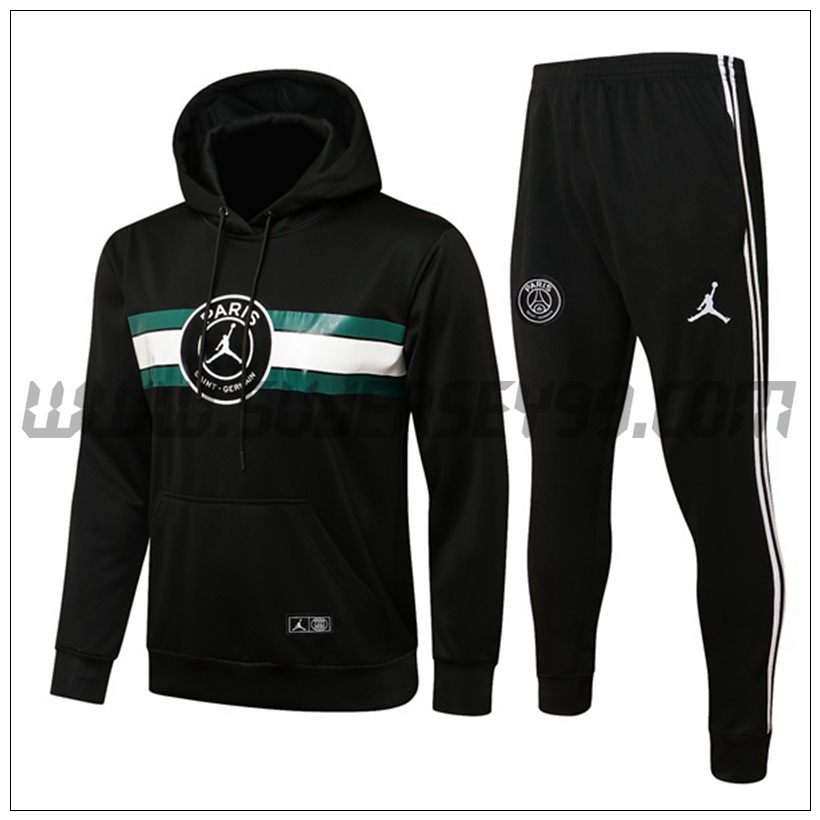 Chaqueta con Capucha Chandal del Foot Jordan PSG Negro/Verde/Blanco 2021 2022