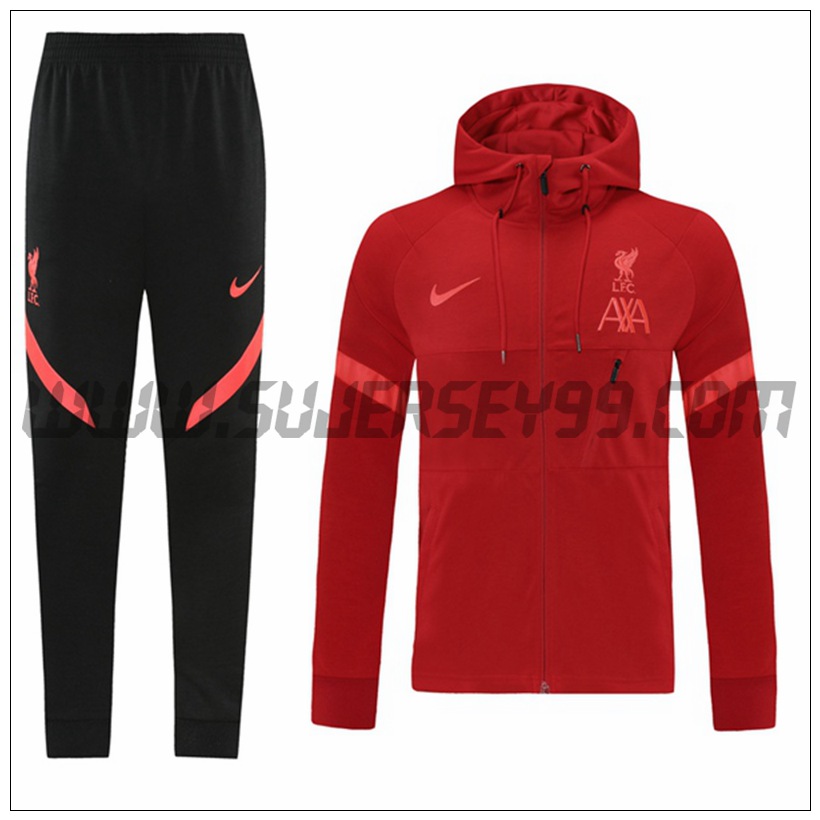 Chaqueta con Capucha Chandal del FC Liverpool Rojo 2021 2022