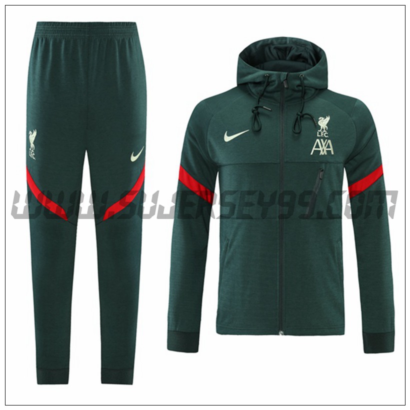 Chaqueta con Capucha Chandal del FC Liverpool Verde 2021 2022