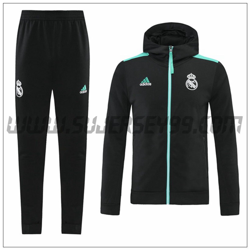 Chaqueta con Capucha Chandal del Real Madrid Negro/Verde 2021 2022