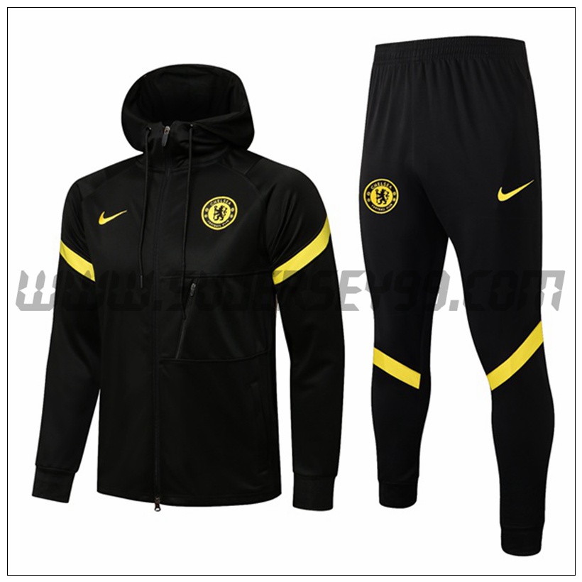 Chaqueta con Capucha Chandal del FC Chelsea Negro/Amarillo 2021 2022