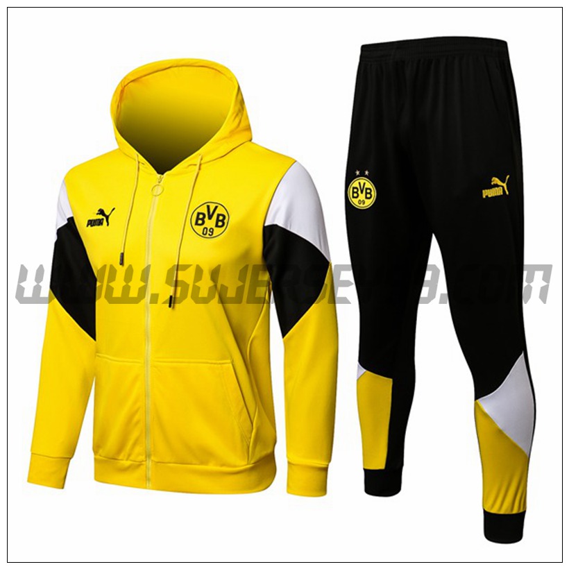 Chaqueta con Capucha Chandal del Dortmund BVB Amarillo/Blanco 2021 2022