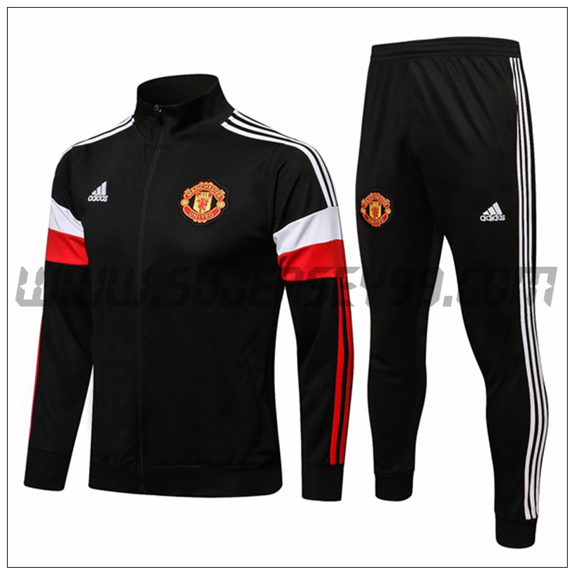 Chaqueta Chandal del Manchester United Negro/Rojo/Blanco 2021 2022