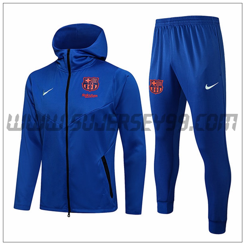 Chaqueta con Capucha Chandal del FC Barcelona Azul 2021 2022