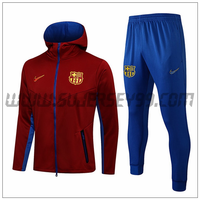 Chaqueta con Capucha Chandal del FC Barcelona Rojo 2021 2022