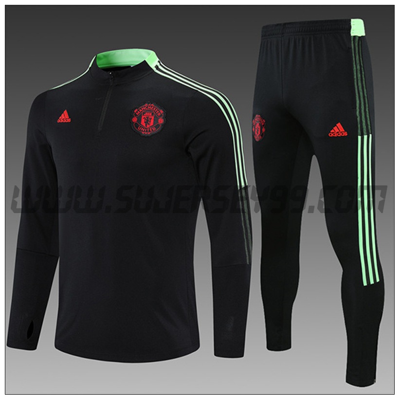 Chandal del Manchester United Ninos Negro 2021 2022