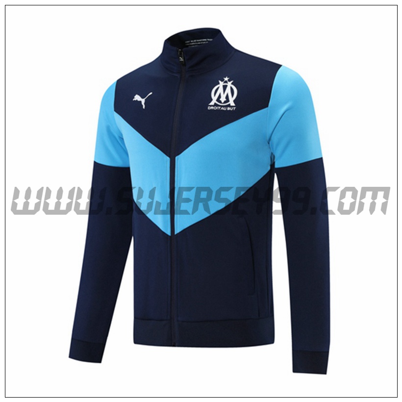 Chaqueta Futbol Marsella OM Azul/Negro 2021 2022