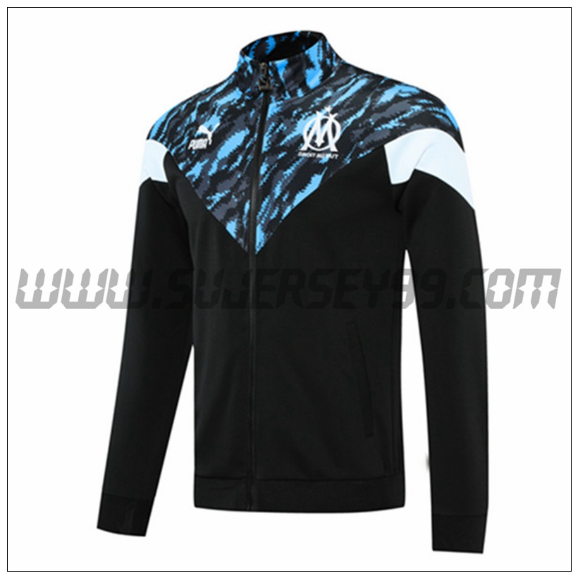 Chaqueta Futbol Marsella OM Negro/Azul 2021 2022