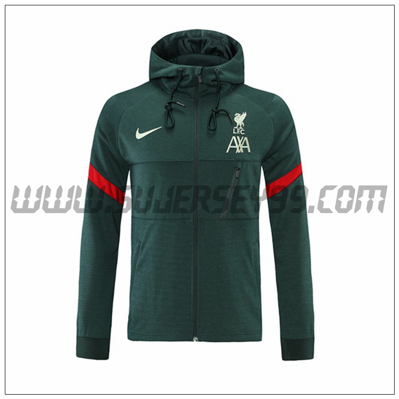 Chaqueta con Capucha FC Liverpool Verde/Rojo 2021 2022