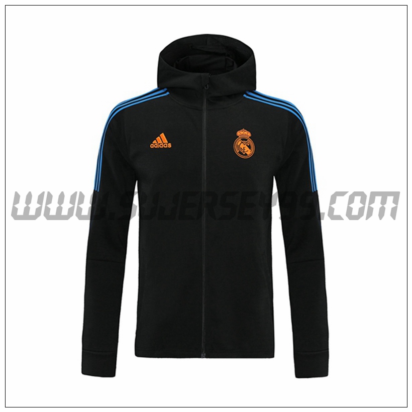 Chaqueta con Capucha Real Madrid Negro/Azul 2021 2022