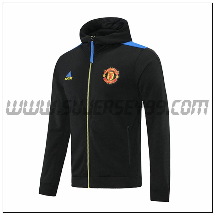 Chaqueta con Capucha Manchester United Negro/Azul/Amarillo 2021 2022