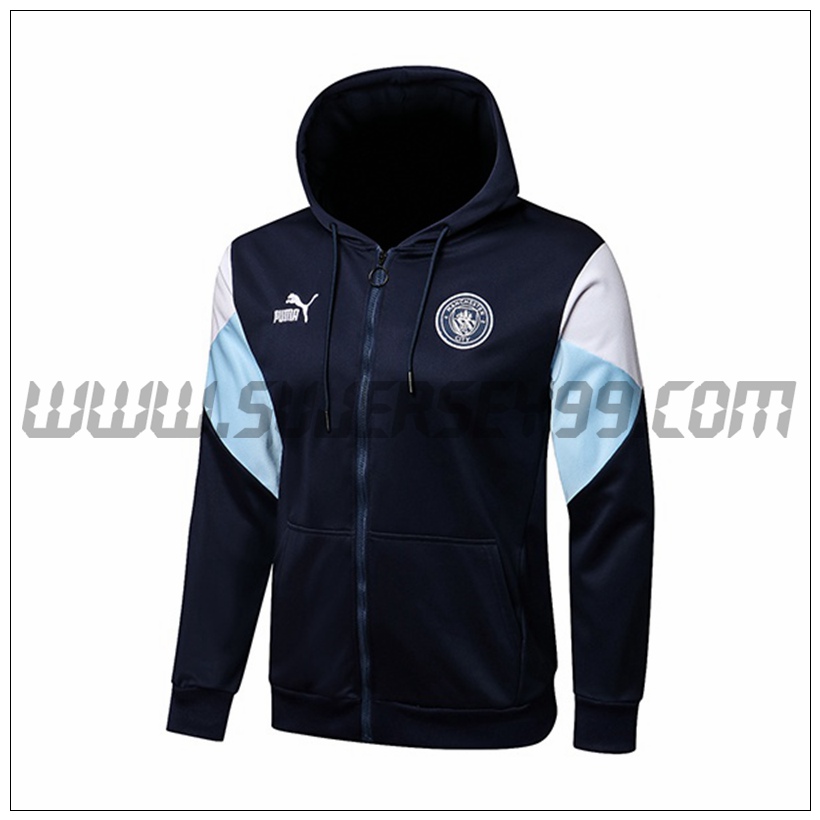 Chaqueta con Capucha Manchester City Azul Marino/Azul/Blanco 2021 2022