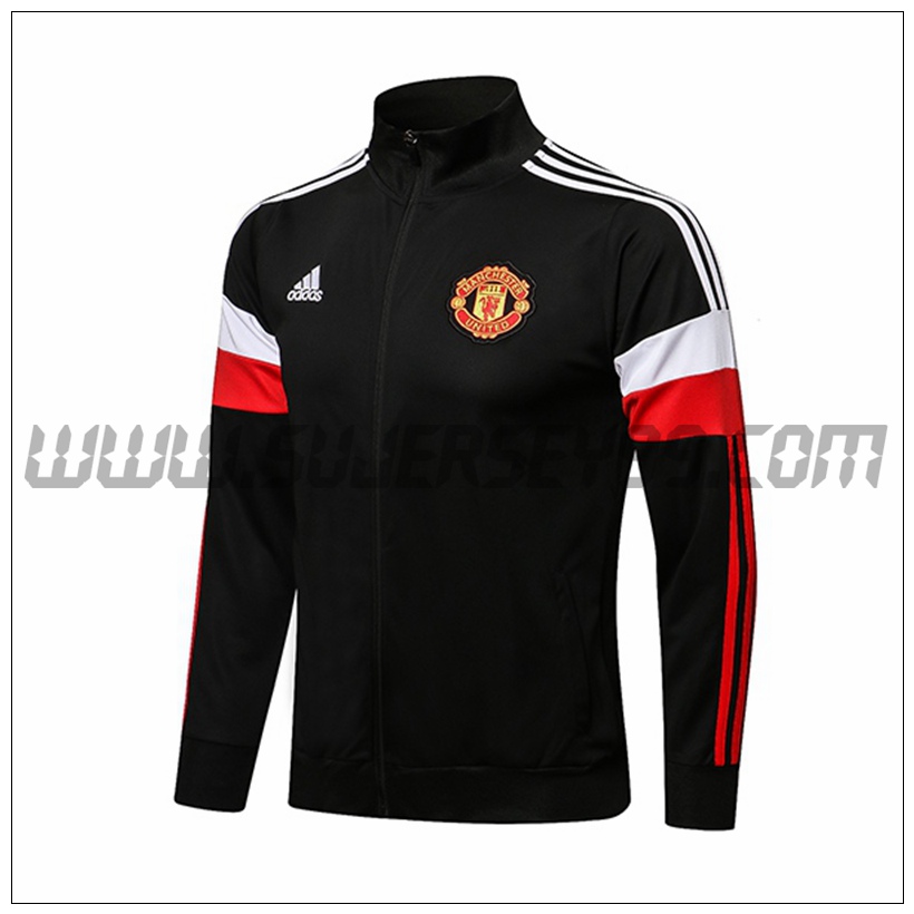 Chaqueta Futbol Manchester United Negro/Rojo/Blanco 2021 2022