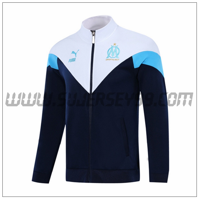 Chaqueta Futbol Marsella OM Blanco/Azul Marino 2021 2022