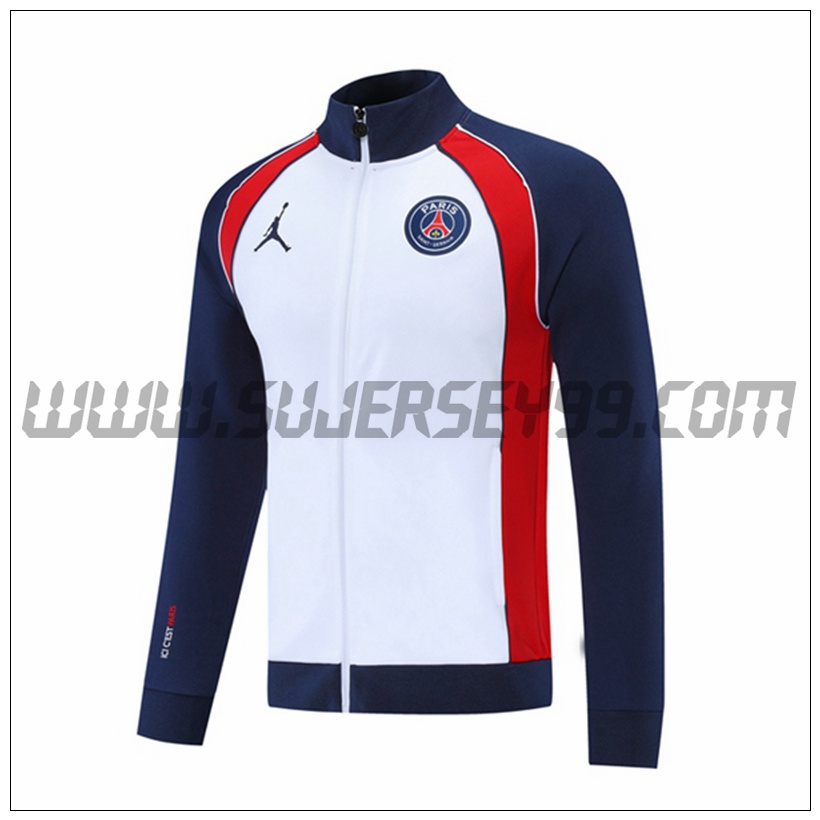 Chaqueta Futbol PSG Blanco/Azul Marino 2021 2022