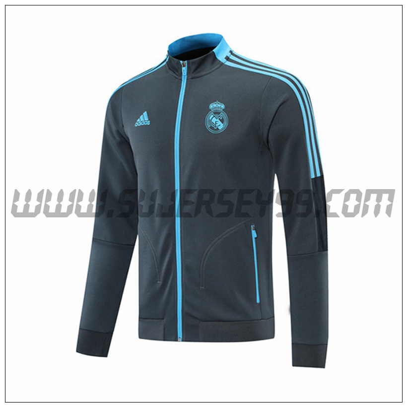 Chaqueta Futbol Real Madrid Gris/Azul 2021 2022 -1