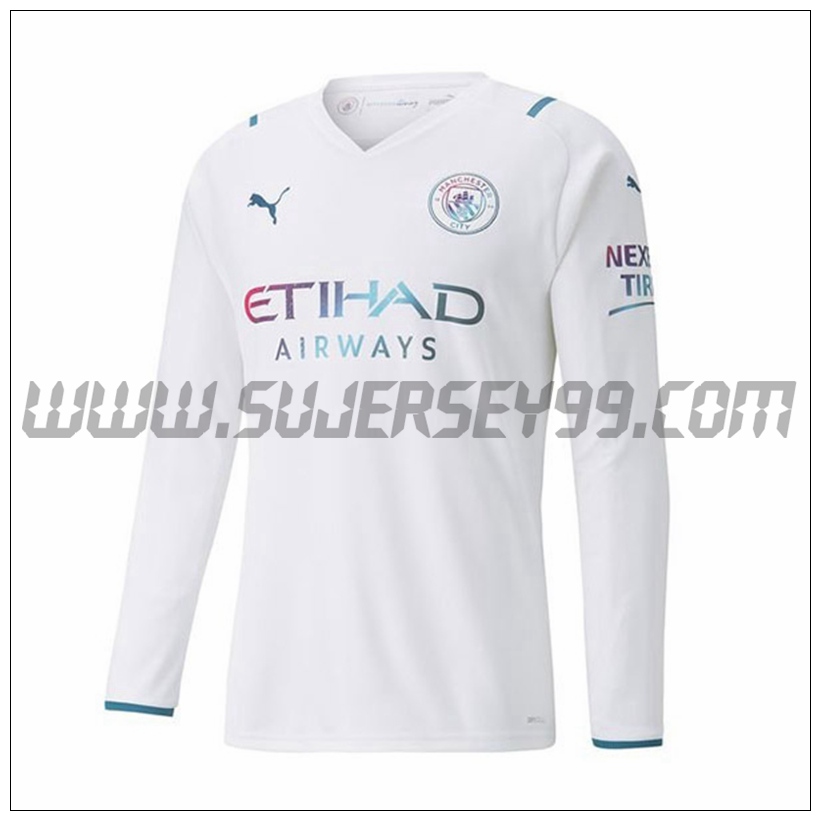 Segunda Camiseta Futbol Manchester City Manga Larga 2021 2022