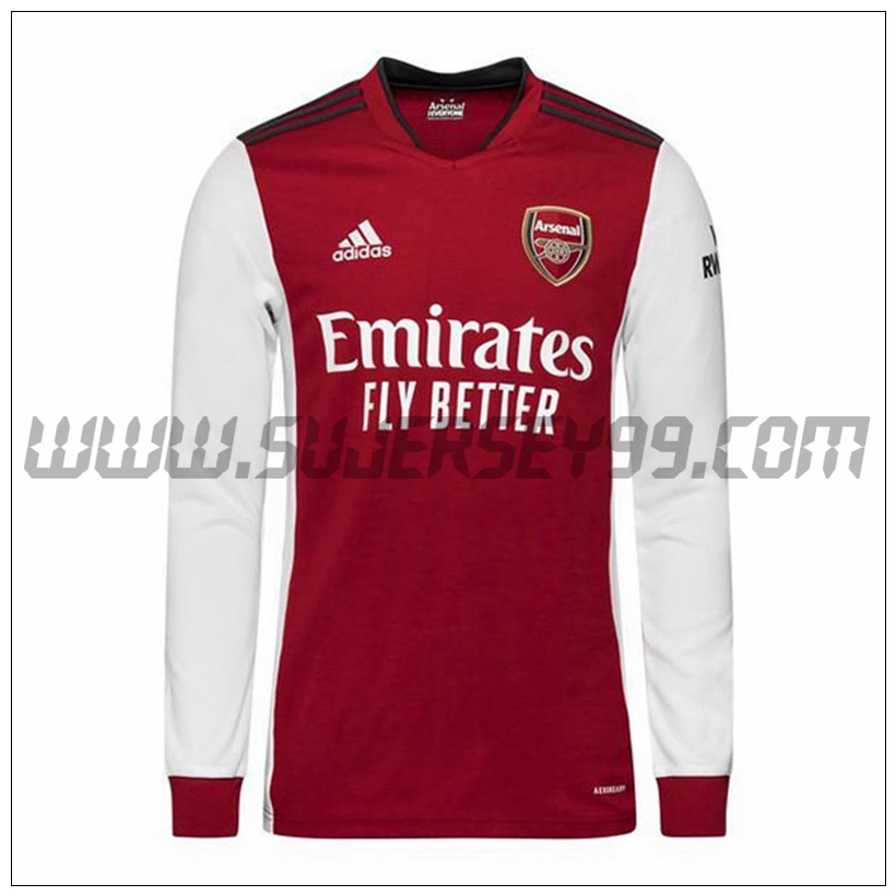 Primera Camiseta Futbol Arsenal Manga Larga 2021 2022