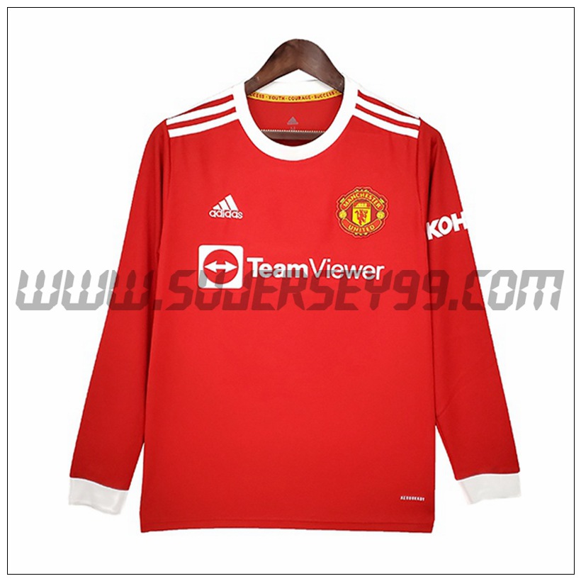 Primera Camiseta Futbol Manchester United Manga Larga 2021 2022