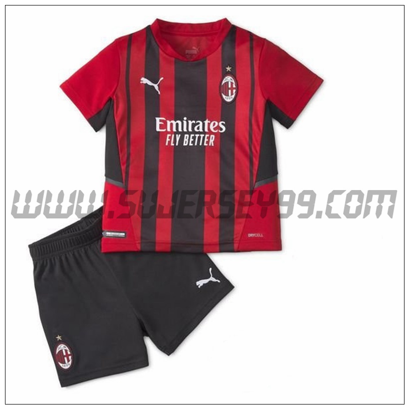 Primera Equipacion del AC Milan Ninos 2021 2022